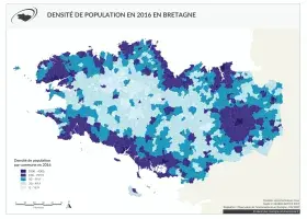 Densité de population par commune en 2016