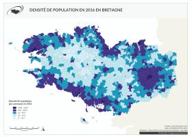 Densité de population par commune en 2016