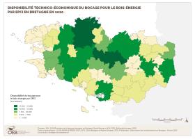 Disponibilité technico-économique du bocage pour le bois-énergie par EPCI en Bretagne en 2020