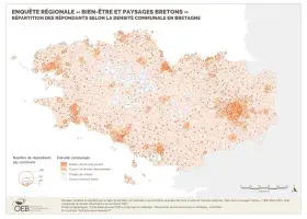 Répartition des répondants selon la densité communale en Bretagne - Enquête régionale « Bien-être et paysages bretons »