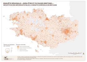 Répartition des répondants selon la densité communale en Bretagne - Enquête régionale « Bien-être et paysages bretons »