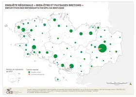 Répartition des répondants par EPCI en Bretagne - Enquête régionale « Bien-être et paysages bretons »
