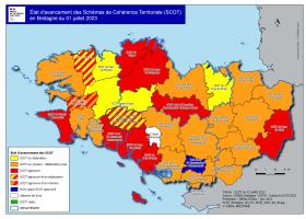 Etat d'avancement des Scot en Bretagne en juillet 2023 Etat d'avancement des Scot en Bretagne en juillet 2023