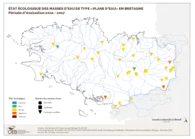 État écologique des masses d'eau de type "plans d'eau" en Bretagne - Période d'évaluation 2012 - 2017
