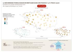 La sécheresse hydrologique en Bretagne dans une France à +4°C (TRACC 2100) - Évolution du nombre d'évènements secs des nappes phréatiques sur l'année