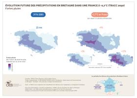 Évolution future des précipitations en Bretagne dans une France à +2,7°C (TRACC 2050) - Fortes pluies