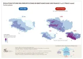 Évolution future des précipitations en Bretagne dans une France à +4°C (TRACC 2100) - Fortes pluies