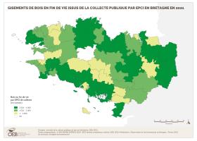Gisement de bois en fin de vie issus de la collecte publique par EPCI en Bretagne en 2021