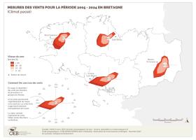 Mesures des vents pour la période 2005-2024 en Bretagne (climat passé)