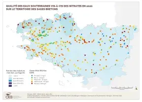 Qualité des eaux souterraines vis-à-vis des nitrates en 2020