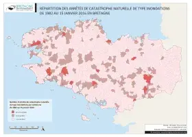 Nombre d'arrêtés de catastrophe naturelle de type inondations de 1982 à 2016