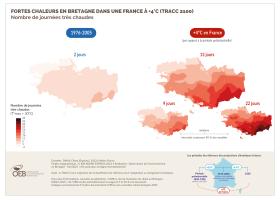 Les fortes chaleurs en Bretagne dans une France à +4°C (TRACC 2100) - Nombre de journées très chaudes