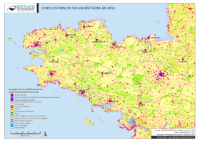 Occupation du sol CORINE Land Cover en Bretagne en 2012