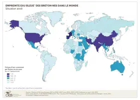 Empreinte eau bleue des breton·nes dans le monde - Situation 2018 