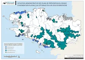 Etat d'avancement des plans de prévention du risque d'inondation fluviale ou littorale en juin 2016