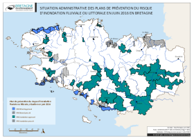 Etat d'avancement des plans de prévention du risque d'inondation fluviale ou littorale en juin 2016