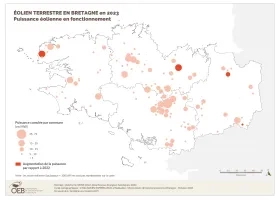 Puissance éolienne en fonctionnement en 2023 par commune