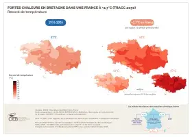 Les fortes chaleurs en Bretagne dans une France à +2,7°C (TRACC 2050) - Record de température