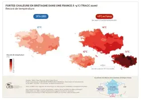 Les fortes chaleurs en Bretagne dans une France à +4°C (TRACC 2100) - Record de température