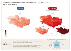 Les fortes chaleurs en Bretagne dans une France à +4°C (TRACC 2100) - Record de température