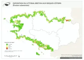 Exposition du littoral breton aux risques côtiers (érosion-submersion)