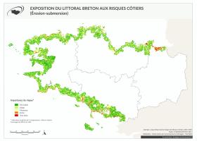 Exposition du littoral breton aux risques côtiers (érosion-submersion)