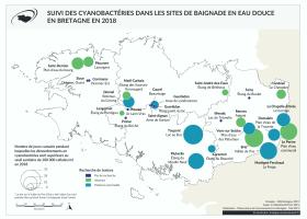 Cyanobactéries dans les eaux douces de loisir bretonnes, saison 2018