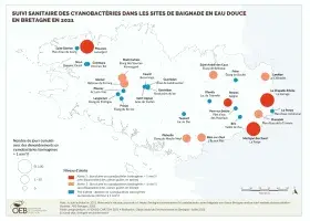 Cyanobactéries dans les eaux douces de loisir bretonnes, saison 2021