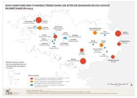 Cyanobactéries dans les eaux douces de loisir bretonnes, saison 2023