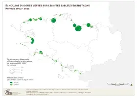 Échouage d'algues vertes sur les sites sableux en Bretagne - Période 2002-2021
