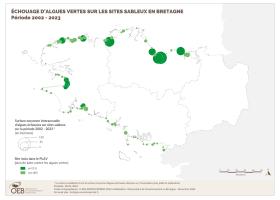 Échouage d'algues vertes sur les sites sableux en Bretagne - Période 2002-2023