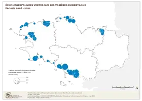 Échouage d'algues vertes sur les vasières en Bretagne - Période 2008-2021