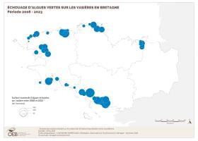 Échouage d'algues vertes sur les vasières en Bretagne - Période 2008-2023