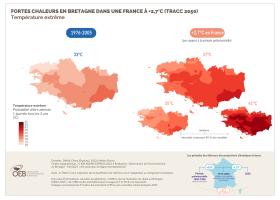 Les fortes chaleurs en Bretagne dans une France à +2,7°C (TRACC 2050) - Température extrême