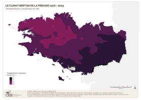 Le climat breton de la période 1976-2005 - Températures moyennes en été