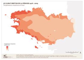 Le climat breton de la période 1976-2005 - Températures moyennes en hiver