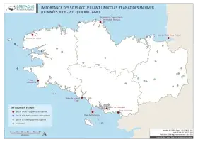 Importance des sites accueillant limicoles et anatidés en hiver (données 2000 - 2012)