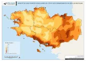 Densité de 1 810 plantes vasculaires en l'état des connaissances en 2015