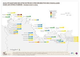 Qualité sanitaire des sites de pêche à pied récréative des coquillages dans les Côtes d'Armor - Années 2020 à 2023