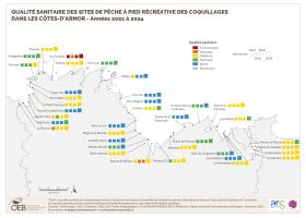 Qualité sanitaire des sites de pêche à pied récréative des coquillages dans les Côtes d'Armor - Années 2021 à 2024