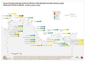 Qualité sanitaire des sites de pêche à pied récréative des coquillages dans les Côtes d'Armor - Années 2022 à 2025