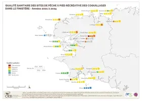 Qualité sanitaire des sites de pêche à pied récréative des coquillages dans le Finistère - Années 2021 à 2024