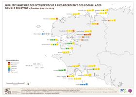 Qualité sanitaire des sites de pêche à pied récréative des coquillages dans le Finistère - Années 2021 à 2024