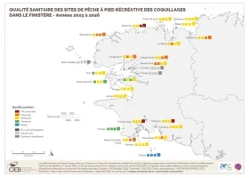 Qualité sanitaire des sites de pêche à pied récréative des coquillages dans le Finistère - Années 2023 à 2026