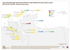 Qualité sanitaire des sites de pêche à pied récréative des coquillages en Ille-et-Vilaine - Années 2022 à 2025