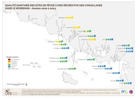Qualité sanitaire des sites de pêche à pied récréative des coquillages dans le Morbihan - Années 2020 à 2023