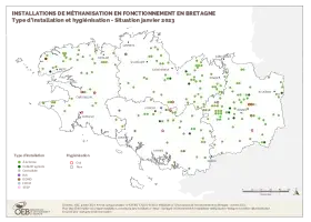 Installations de méthanisation en fonctionnement - Type d'installation et hygiénisation - Situation janvier 2023