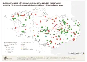 Installations de méthanisation en fonctionnement - Quantité d'énergie primaire et valorisation du biogaz - Situation janvier 2024