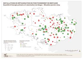 Installations de méthanisation en fonctionnement - Quantité d'énergie primaire et valorisation du biogaz - Situation janvier 2024