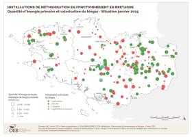Installations de méthanisation en fonctionnement - Quantité d'énergie primaire et valorisation du biogaz - Situation janvier 2025